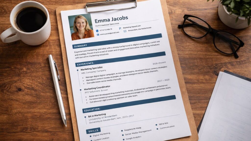 Voorbeeld van een CV.