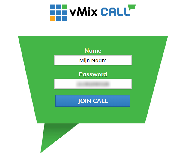 Inloggen in vMix Call
