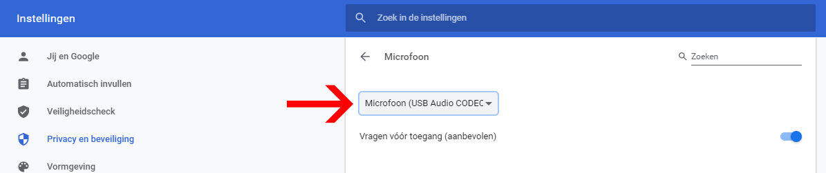 vMix Call microfoon input aanpassen